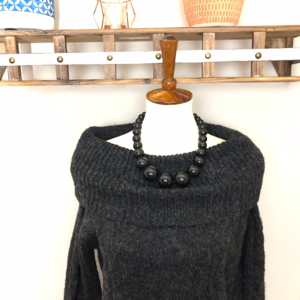 Carducci Black Knitted Sweater Dress Turtle Neck